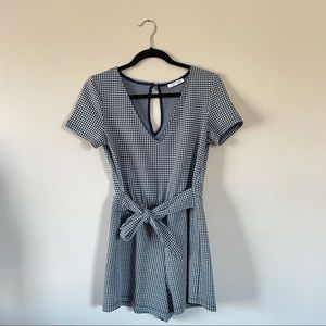 Zara Blue and White Gingham Print Romper